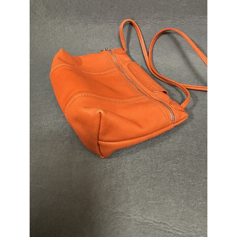 Longchamp Modele Depose Crossbody Bag Leather Orange Cognac Silver Hardware - Picture 13 of 16